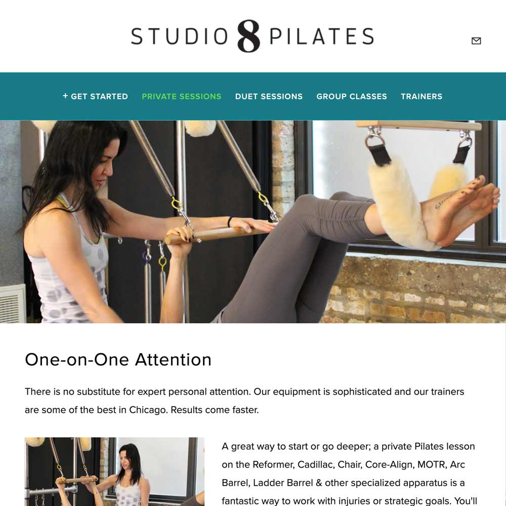 Studio 8 Pilates patientMoon marketing client